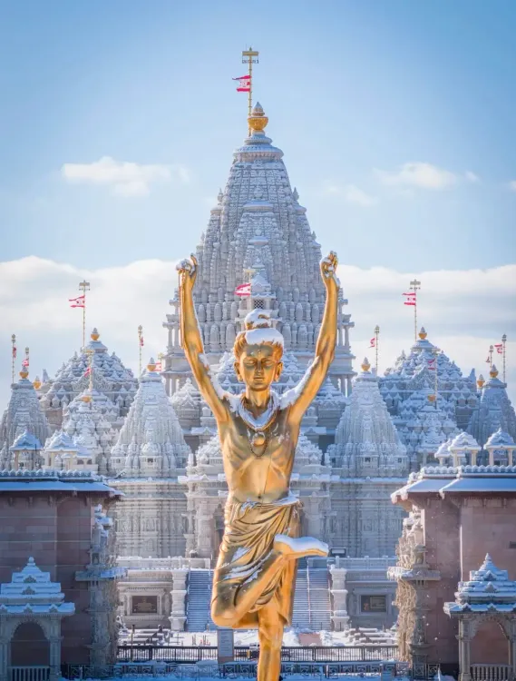 Is the First Snowfall Transforming BAPS Akshardham Temple in New Jersey?