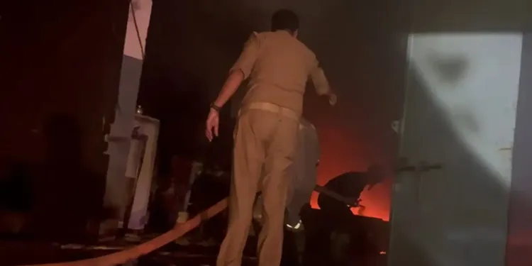 गाजियाबाद फैक्ट्री अग्निकांड: मोबाइल बैटरी-मोटरसाइकिल सामान राख, ऑक्सीजन प्लांट बचाया