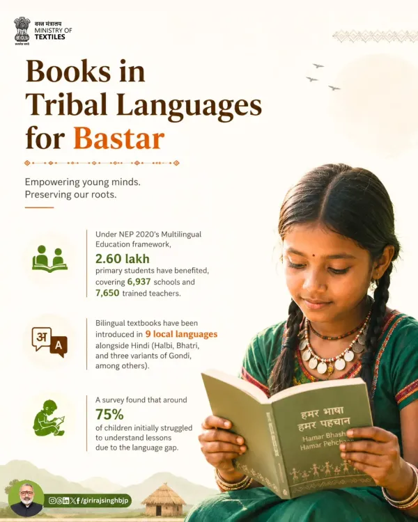 Giriraj Singh backs tribal-language books for Bastar children under NEP 2020