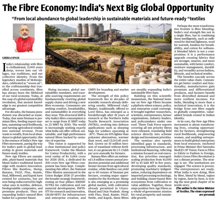 Giriraj Singh Flags Rs 300 Cr Push for New Age Fibres