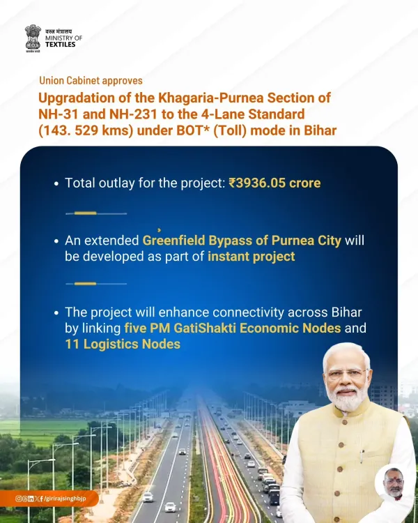 Giriraj Singh hails Cabinet nod for highways, ATF aid, scrappage push