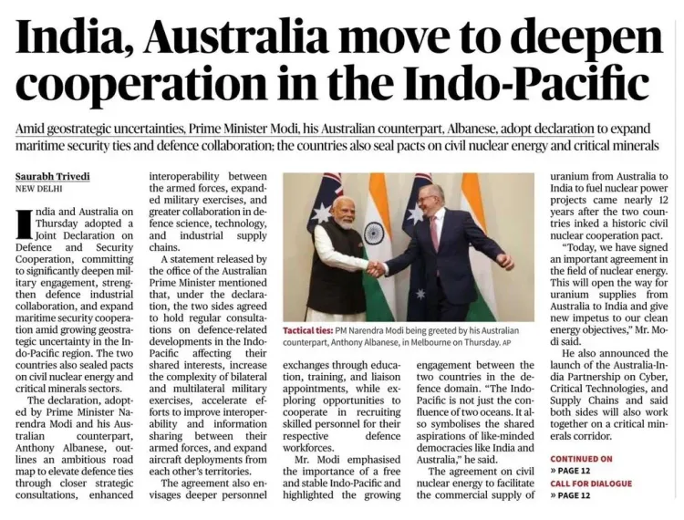 Giriraj Singh Hails India-Australia Pacts on Defence, Nuclear, Minerals