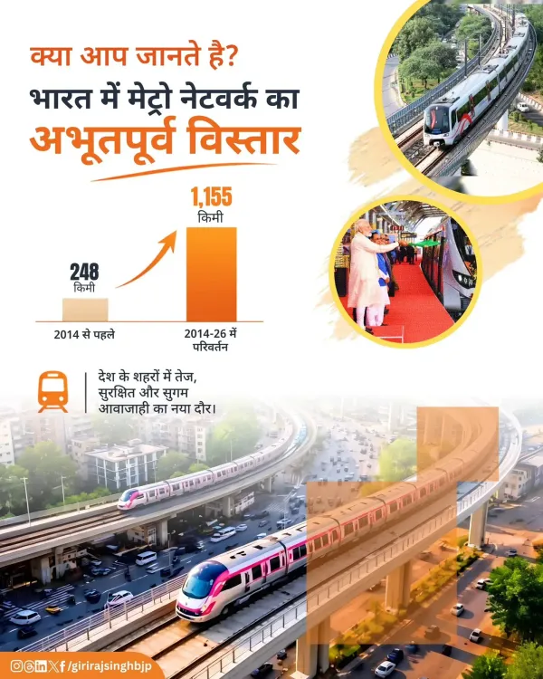 Giriraj Singh hails India's metro network expansion under Modi