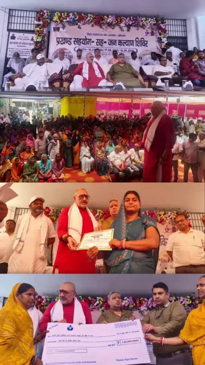 Giriraj Singh inspects welfare camp in Begusarai on Modi's 12th year