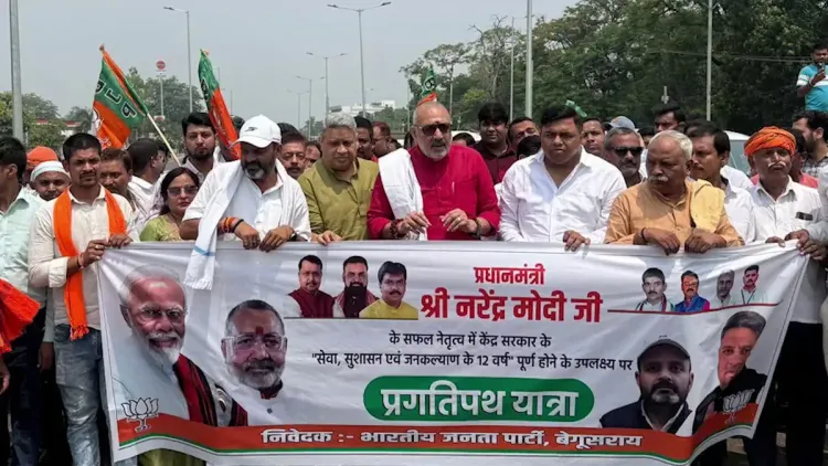 Giriraj Singh leads Pragatipath Yatra in Begusarai on Modi govt's 12th year