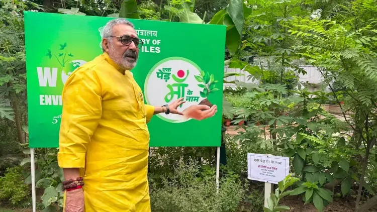Giriraj Singh plants sapling at Delhi home on World Environment Day