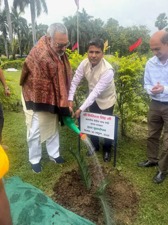 Giriraj Singh plants saplings at ICAR Patna under Ek Ped Maa Ke Naam
