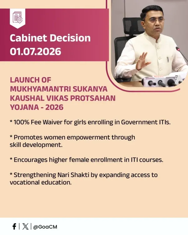 Goa CM launches 100% fee waiver scheme for girls in ITIs