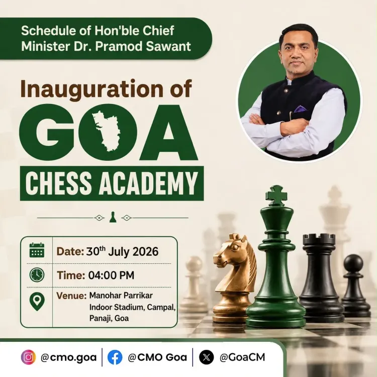 Goa CM Sawant to Inaugurate Chess Academy at Parrikar Stadium