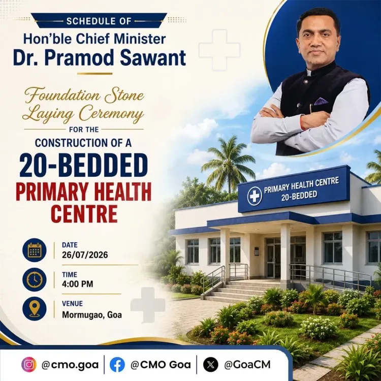 Goa CM Sawant to Lay Foundation for 20-Bed PHC at Mormugao