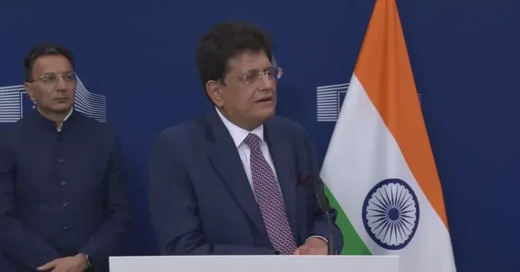 Goyal addresses press after 3rd India-EU TTC meeting