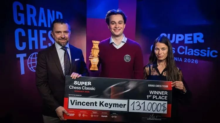 Vincent Keymer wins Grand Chess Tour Romania 2026 in debut season