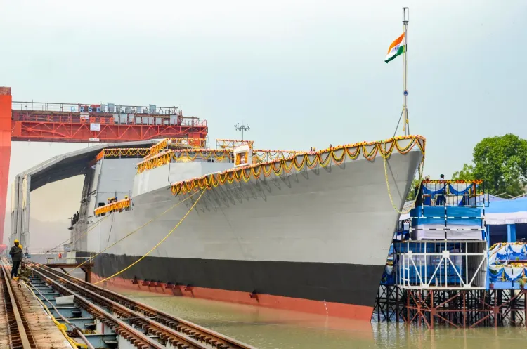 GRSE launches NGOPV Sanghamitra, India's next-gen patrol warship