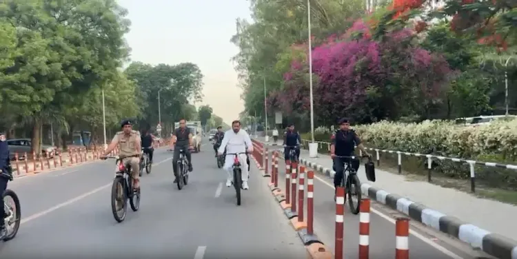 Haryana CM Saini cycles to Sukhna Lake in fuel-saving drive