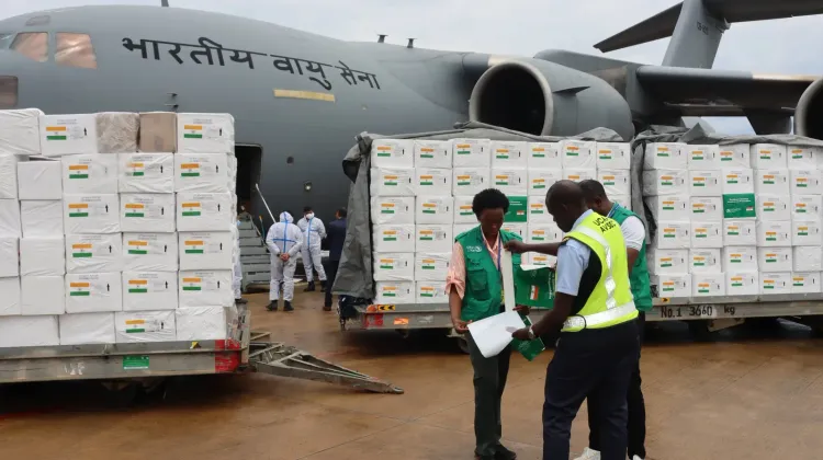 IAF C17 Globemaster delivers 43-tonne second tranche of Ebola aid to Uganda