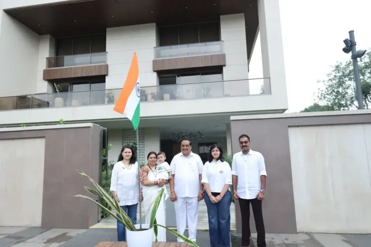 Jal Shakti Minister Paatil salutes Tricolour with family on Independence Day