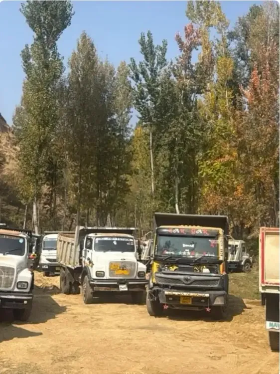 Pulwama Police seize 23 trucks, excavator in illegal mining crackdown