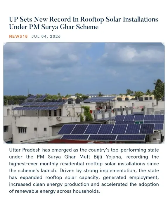 Joshi Flags UP's Record Rooftop Solar Run Under PM Surya Ghar