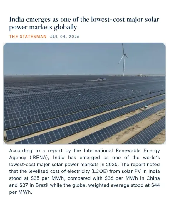 Joshi Highlights India as Low-Cost Solar Power Market