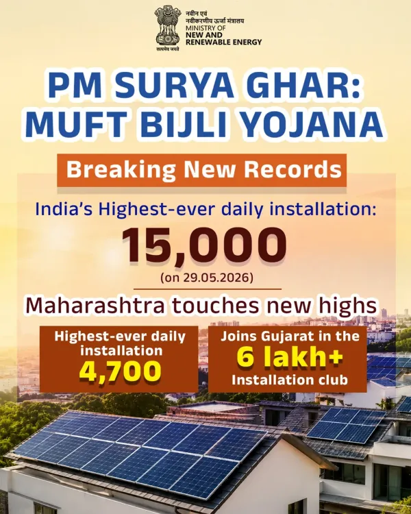 Joshi: PM Surya Ghar hits 15,000 rooftop solar installs in a day