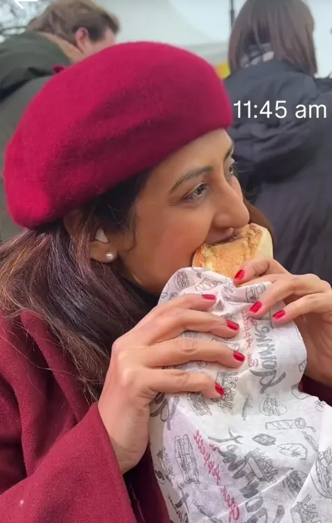 Juhi Parmar & daughter enjoy croissants & breads in Paris all day long