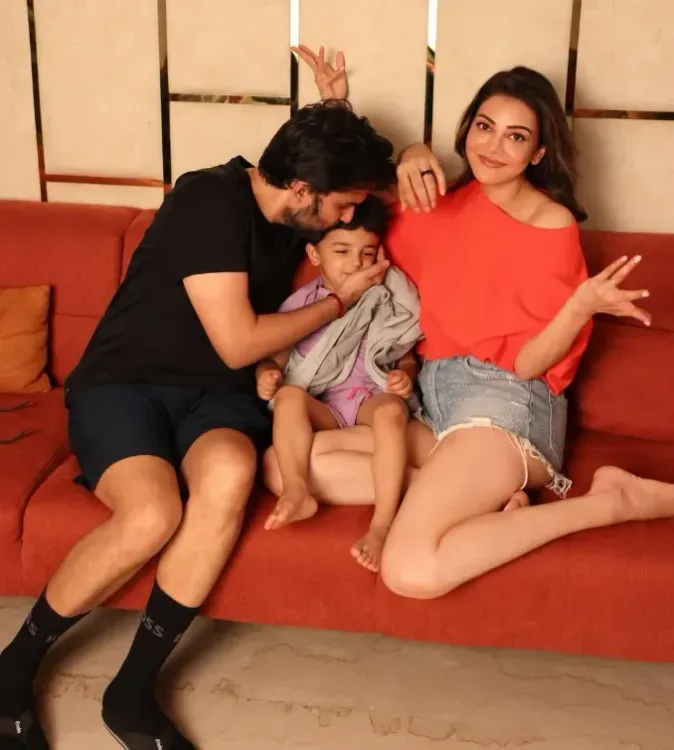 Kajal Aggarwal's Father's Day post: Gautam Kitchlu kisses son Neil