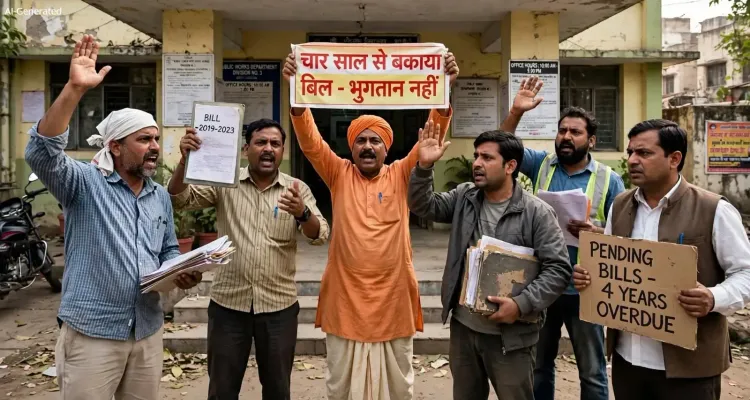 चिक्कोडी में चार साल के बकाया बिल पर ठेकेदारों का हंगामा, जल विभाग कार्यालय का घेराव