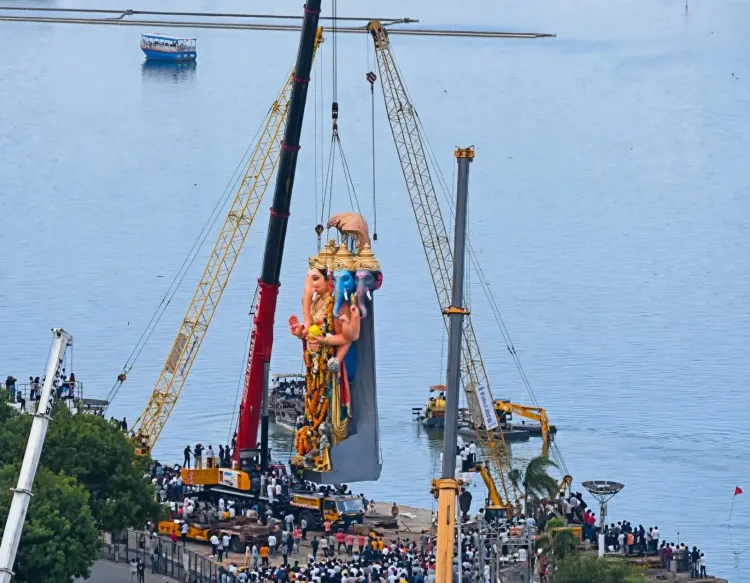 Khairatabad Ganesh immersion 2026: 69-foot idol immerses in Hussain Sagar
