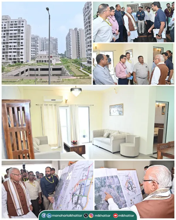 Khattar Inspects DDA Flats for Govt Employees in Narela
