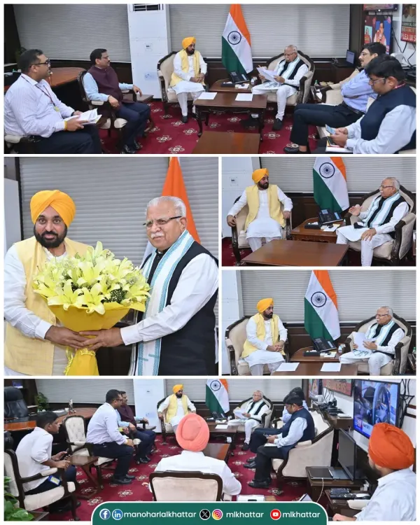 Khattar meets Punjab CM Mann, discusses power supply for paddy season