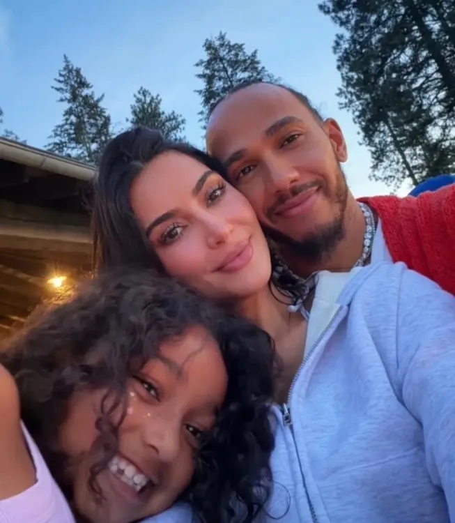 Kim Kardashian posts lake holiday pics with Lewis Hamilton and kids
