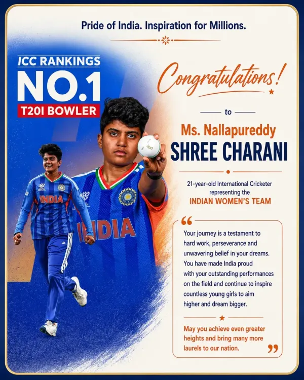 Kishan Reddy Congratulates India's No. 1 ICC Women's T20I Bowler