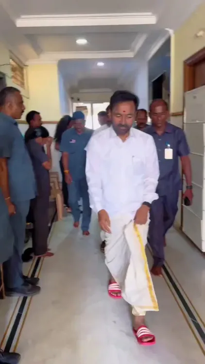 Kishan Reddy joins security personnel for Ayudha Puja on Vijayadashami