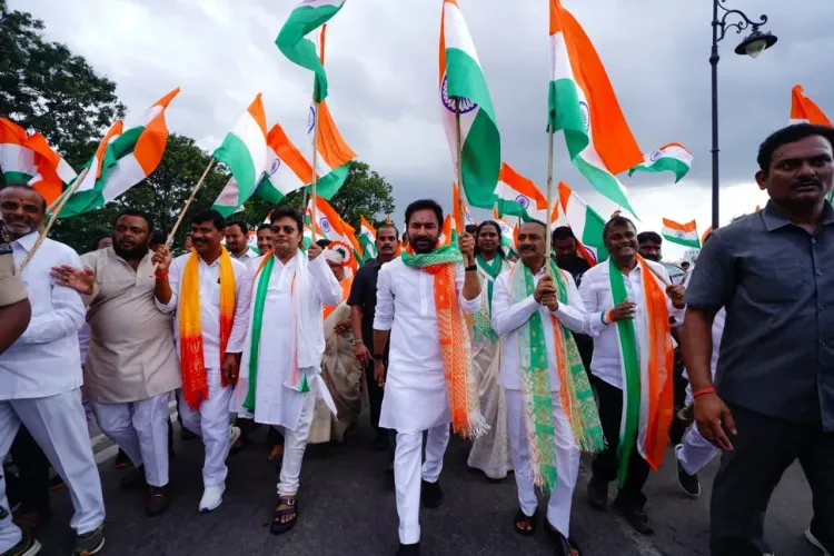Kishan Reddy joins Tiranga Yatra at Tank Bund, Hyderabad