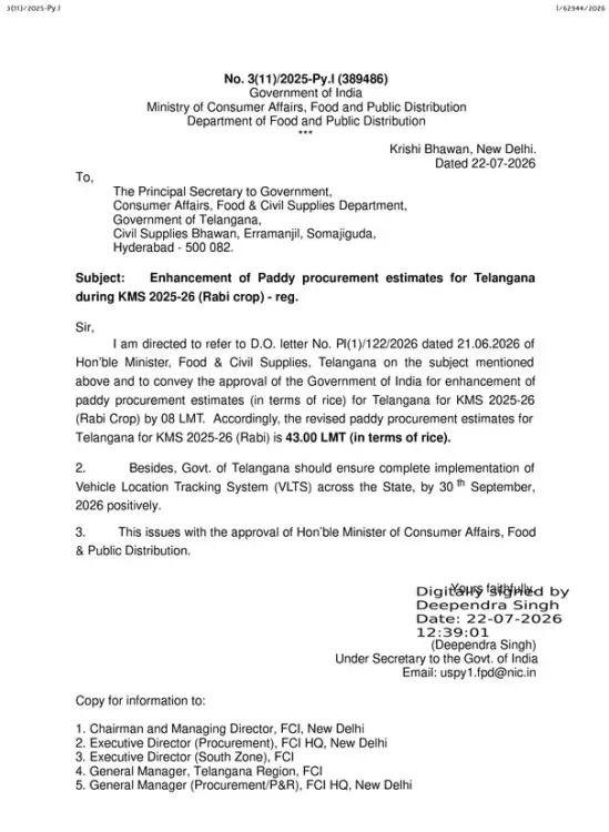 Kishan Reddy Thanks PM Modi for Raising Telangana Rice Quota