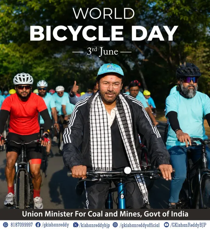 Kishan Reddy Urges Citizens to Embrace Cycling on World Bicycle Day