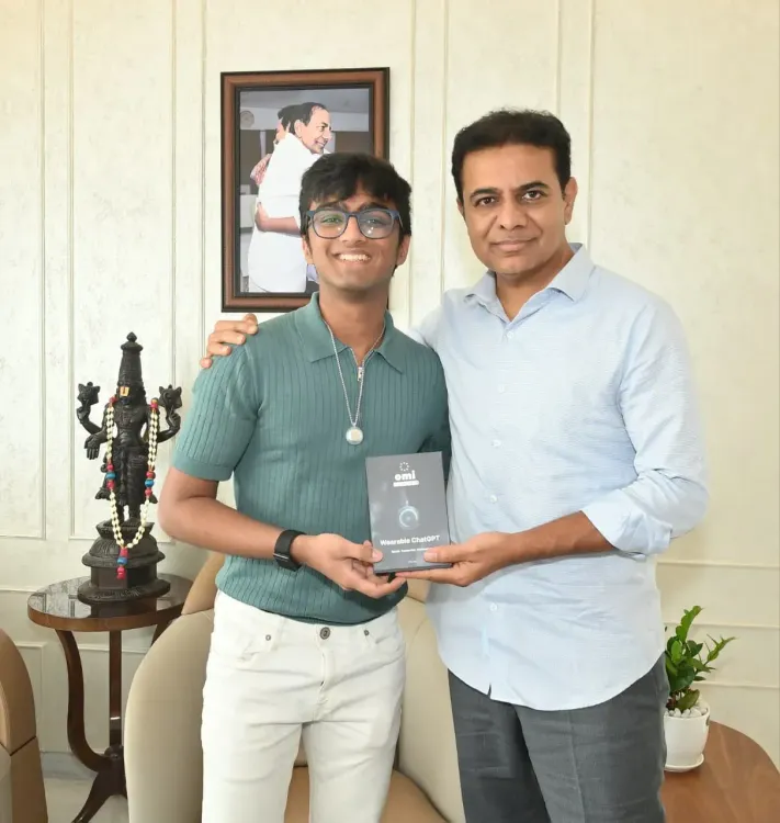 KTR Meets Hyderabad's Aarav Garg, Co-Founder of AI Wearable Startup Omi