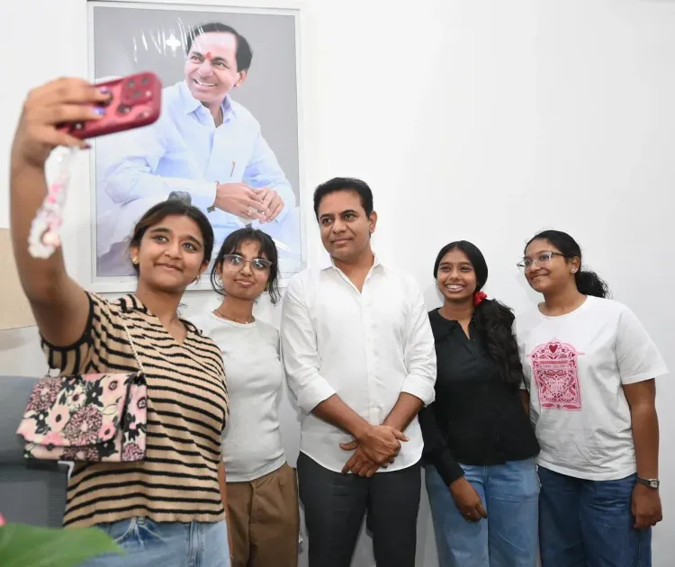 KTR Meets Young Women Seeking Political Exposure at Telangana Bhavan