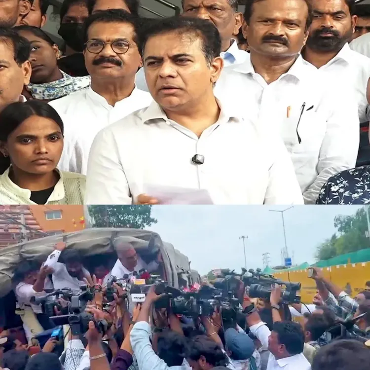 KTR Slams Congress After BRS Leaders Arrested Near Telangana Bhavan