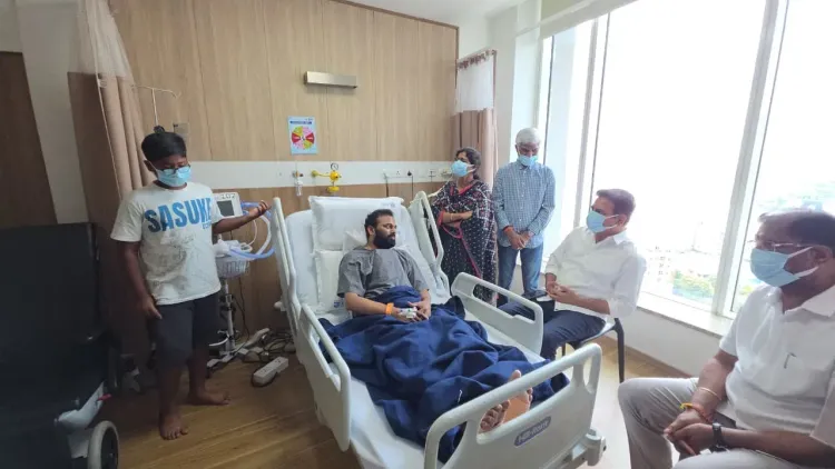 KTR Visits BRS Social Media Convener Satish Reddy at AIG Hospital