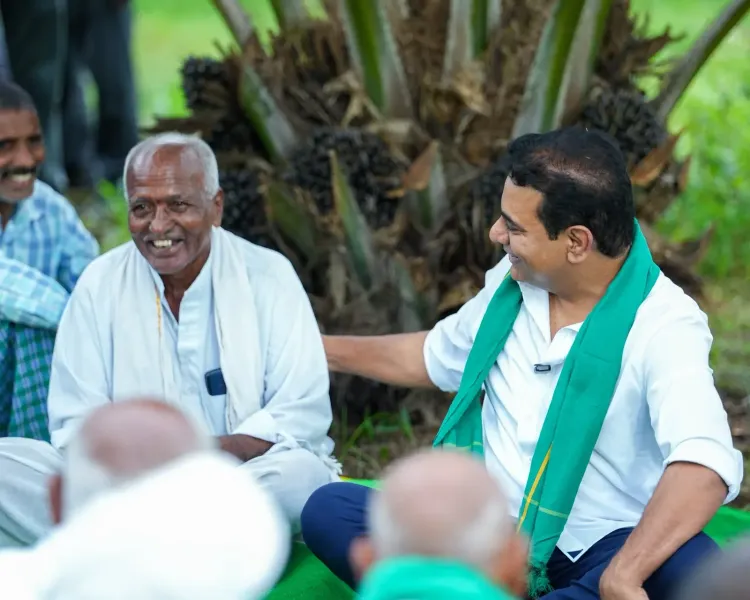 KTR Visits Oil-Palm Farmers in Jayashankar, Slams Revanth Govt