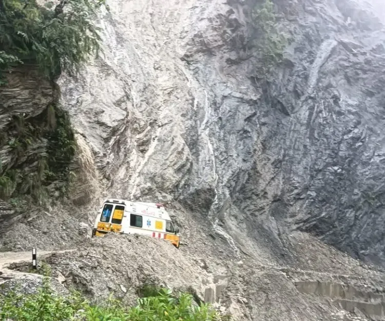 Landslide traps ambulance on Birahi-Nijmula Road in Chamoli, patient evacuated safely