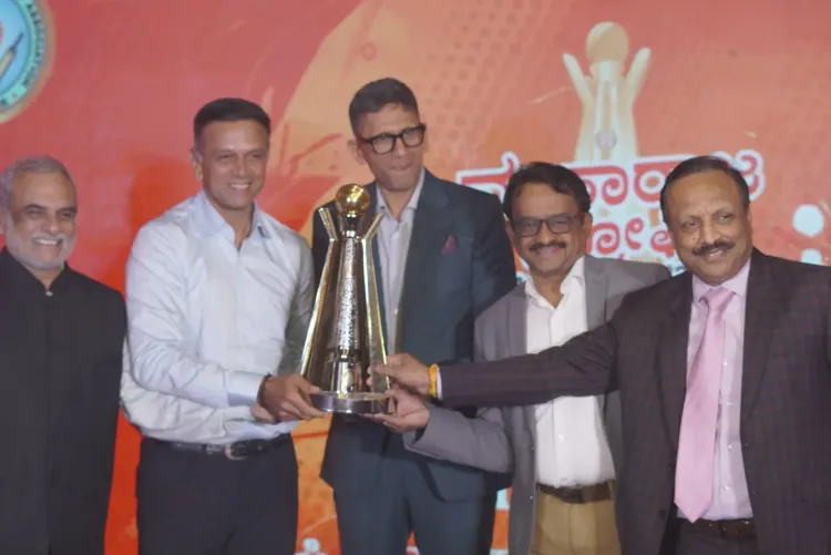 Rahul Dravid unveils Maharaja Trophy KSCA T20 Season 5 trophy in Bengaluru
