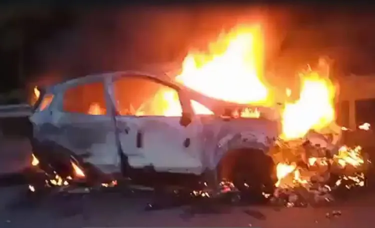 How did a man lose his life in a car fire in Hyderabad?