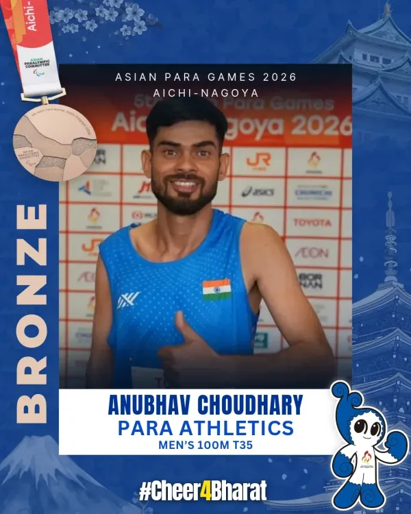Mandaviya hails Anubhav Choudhary's Bronze in 100m T35