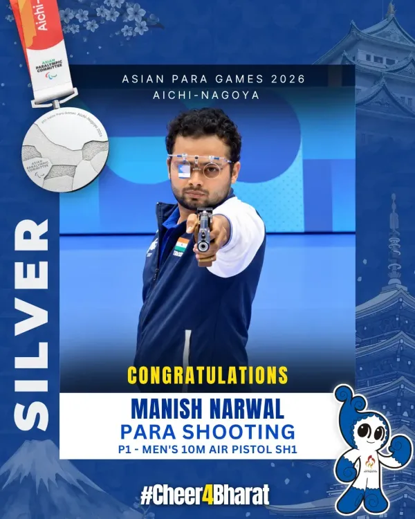 Mandaviya Hails Manish Narwal's Silver at Asian Para Games 2026