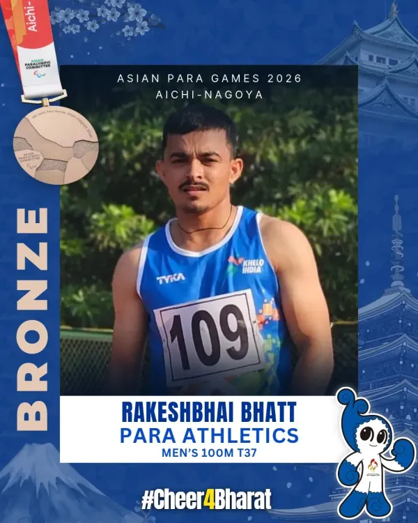 Mandaviya Hails Rakesh Bhatt's Bronze in Asian Para Games 100m T37