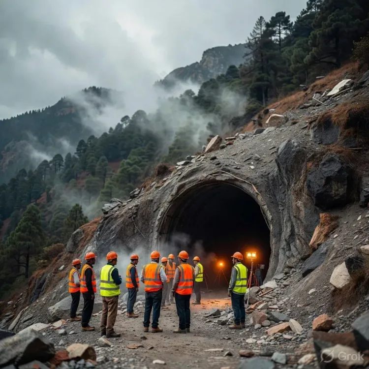 CM Dhami Inspects THDC Tunnel Accident Site in Chamoli