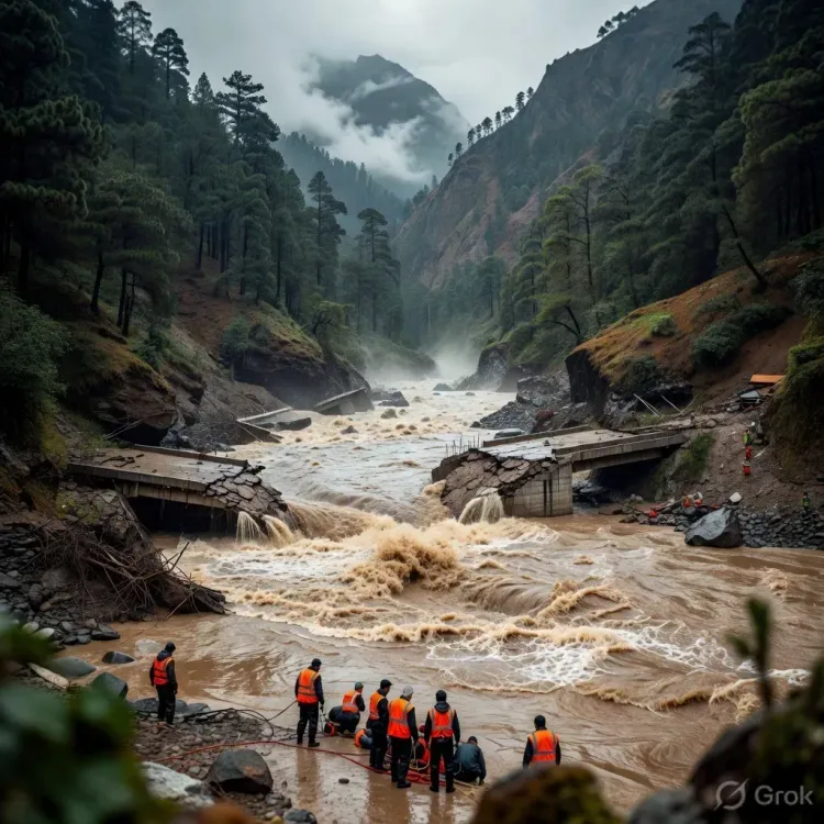 CM Dhami Orders Emergency Response After Bailey Bridge Swept Away in Chamoli
