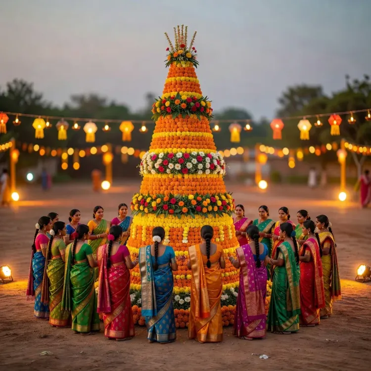 Kishan Reddy hosts 70-ft Bathukamma at Amberpet Grounds